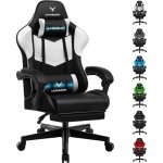 Sedia Gaming GTPLAYER con Poggiapiedi, Supporto Lombare, PVC Bianco