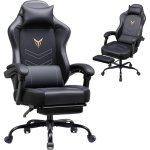 Gaming-Stuhl GTPLAYER mit Fußstütze PU-Leder Schwarz Verstellbar