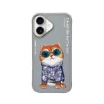Funda Nimmy Friends Little Hipster Man Gris 3D Bordée pour iPhone 16