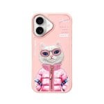 Nimmy Friends Beauty White Cool & Cute 3D Bestickte Hülle Rosa für iPhone 16