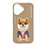 Cover Nimmy Friends Shiba Inu Ricamata 3D Marrone per iPhone 16