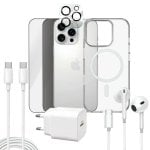 Pack Apokin 7 em 1 Capa Magnética Transparente e Acessórios para iPhone 15 Pro Max