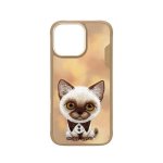 Capa Nimmy Friends Bordada 3D Castanho Gato Siamês para iPhone 16 Pro