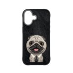 Nimmy Friends New Big-eye 3D bestickte Black Pug Hülle für iPhone 17