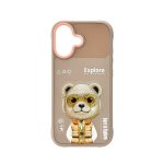 Custodia Nimmy Friends Brown Bear Ricamata 3D Marrone per iPhone 16