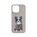 Capa Nimmy Friends Border Collie Bordada 3D Cinza para iPhone 16 Pro Max