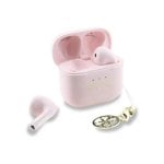 Auriculares Guess TWS sem fios com acabamento brilhante, charm e estojo rosa