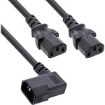 Cable Alimentación Y InLine C14 Angulado a 2x C13 1 m