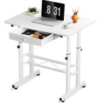 Bureau GTPLAYER Elevable 80x50 Roues Tiroirs Blanc
