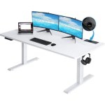 Mesa gaming GTPLAYER elevable 160x70 cm blanca motor eléctrico USB gancho