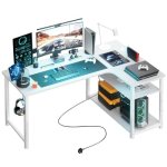 Gtplayer Eck Tisch Gaming L 120x80 USB Steckdose Weiss