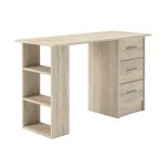 Mesa de escritorio Home Heavenly Deski con cajonera de 3 cajones y estantería abierta beige