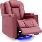 Sillón Para Tv Relax Con Función Reclinable Y Led, Sillón Ajustable Eléctrico Hasta 150kg Con Masaje Para Salón Dormitorio Home Cinema - Rojo