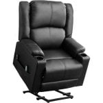 Sillón Relax Eléctrico Con Asistencia De Elevación, Sillón Para Tv Con Masaje Y Función Reclinable, Sillón Powerlift Para Personas Mayores - Negro