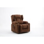 Sillón Relax Eléctrico Para Salón, Tv Con Inclinación Y Masaje Por Vibración, Respaldo Ajustable Con Reposapiés Y Portavasos, Tela - Marrón