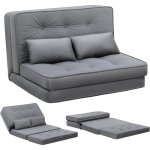 Sofá Convertible De 2 Plazas, Cama Pequeña, Sofá Con Respaldo Ajustable En 6 Niveles, Adecuado Para Salón, Dormitorio Y Camping - Gris