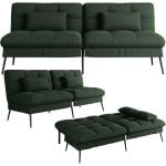 Sofá Cama Con Función De Cama, Funda Futón Plegable, Sofá Cama, Sofá Esquinero, Cama Invitados, Sofá 3 Plazas, Con Respaldo Ajustable En Tela - Verde