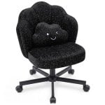 Silla De Maquillaje Con Ruedas En Forma De Flor, Silla De Escritorio Con Doble Respaldo Y Cojín Nube, Silla Giratoria Altura Ajustable, Silla De Oficina Para Dormitorio Homeoffice, Chenille Brillante - Negro