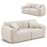 Sofá 2 Plazas, 180 X 86 X 40 Cm, Sofá De Suelo, Sofá Con Respaldo, Cojines Y Reposabrazos, Sofá Moderno De Tela Para Salón, Apartamento, Oficina, Sin Montaje - Beige