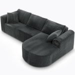 Sofá Esquinero Con Función De Cama, 263cm Sofá Modular Boneless De Pana Con Chaiselongue, Sofá Cama En Forma De L, Sofás Seccionales Con Cojines Y Bolsillos Laterales, Sofá Para Salón, Sin Montaje - Gris