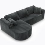 Sofá Esquinero Con Función De Cama, 263cm Sofá Modular Boneless De Pana Con Chaiselongue, Sofá Cama En Forma De L, Sofás Seccionales Con Cojines Y Bolsillos Laterales, Sofá Para Salón, Sin Montaje - Gris  Gris - Lado derecho - Grande