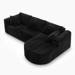 Ecksofa Boneless 243cm Modular Samt Schwarz mit Chaiselongue