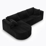 Divano angolare Boneless modulare letto 243cm velluto nero tasche laterali