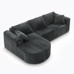 Divano angolare Boneless modulare letto 243cm velluto grigio senza montaggio