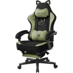 Silla gaming GTPLAYER con orejas de gato, terciopelo, reposapiés y soporte lumbar