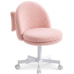 Chaise de bureau GTPLAYER réglable sans accoudoirs avec dossier en peluche rose