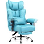 Cadeira gaming GTPLAYER ergonómica com apoio de pes PU azul claro