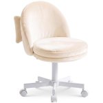 Silla de Oficina para el Hogar GTPLAYER sin Reposabrazos Ajustable en Altura Terciopelo Blanco