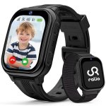 RAYOFI R5 Plus GPS 4G 1.72'' Schwarz Kinderuhr Armbänder Silikon Nylon