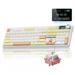 Teclado Aula F108 Pro Trimodo RGB Switch Linear com Ecrã LCD e Bateria 8000mAh
