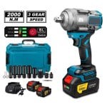 Llave de Impacto Autrucker 2000 Nm 18V Sin Escobillas con 2 Baterías 3.0Ah y Maletín