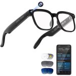Autrucker Gafas Inteligentes Cámara 4K IA Altavoces Fotocromáticas Negras