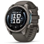 Garmin fēnix 9 GPS Bluetooth Wi-Fi 47mm Titanio con correa de silicona en gris