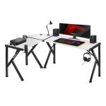 Mesa Gaming Huzaro Hero 154 cm Fibre de carbone Acier inoxydable Blanc