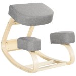 Silla ergonómica de rodillas Vinsetto con cojines acolchados y marco de madera gris