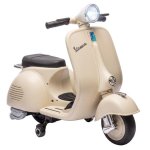 Motocicleta Elétrica Infantil AIYAPLAY Licença Vespa - Rodas de Apoio Removíveis Branca