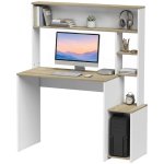 Mesa de escritorio con estantes Homcom moderna 114x45x138 cm blanco y natural