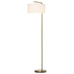 Lâmpada de pé Homcom Pantala de Tela Dourado e Branco Para Sala