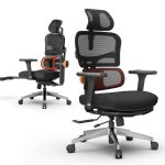 Chaise de bureau Newtral NT002 support lombaire adaptatif repose-pieds accoudoirs 4D