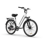 Bicicleta eléctrica URLIFE E26 36V 13Ah blanca ruedas 26" frenos disco