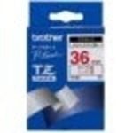 Cinta para impresora de etiquetas Brother TZ 36 mm Rojo sobre Blanco 8 m