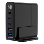 Schnellladegerät Gembird GaN 5 Ports 140W USB-C/A Schwarz