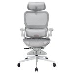 Silla ergonómica SIHOO B100 Pro blanca con soporte lumbar y reposapiés