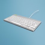 Tastatur R-Go Tools Compact Break ergonomisch mini AZERTY kabelgebunden weiß