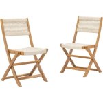 Cadeira de jardim dobrável NO NAME AWANA FSC Acácia e corda trançada bege Pack de 2