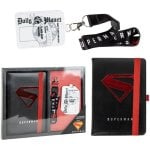 Set Papeterie Superman DC Carnet Similicuir Noir Porte-clés